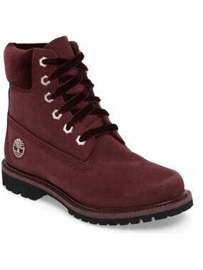 Timberland Burgundy Leather Boots Size 6.5